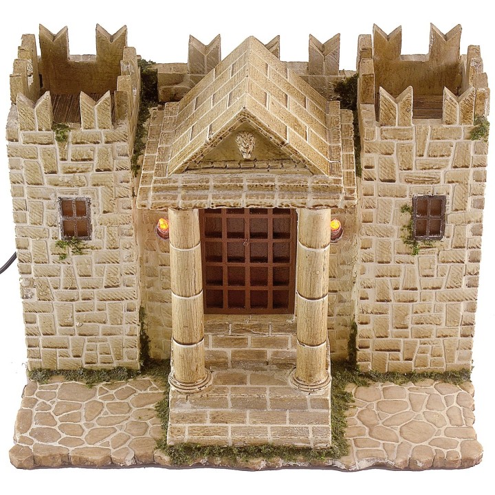 Castello in resina con torri illuminato cm 31x25x24,5 h