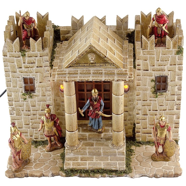 Castello in resina con torri illuminato cm 31x25x24,5 h