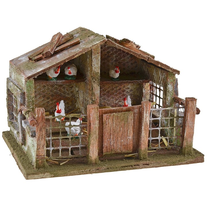 Gallinero para belén de 19x14,5x13 cm h