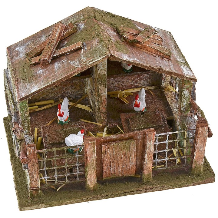 Gallinero para belén de 19x14,5x13 cm h