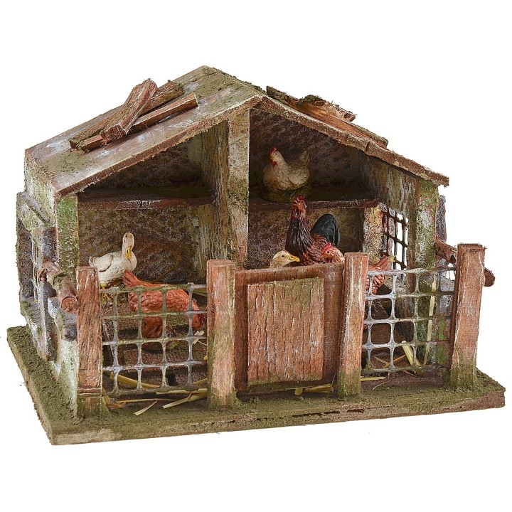 Pollaio for presepe cm 19x14, 5x13 h