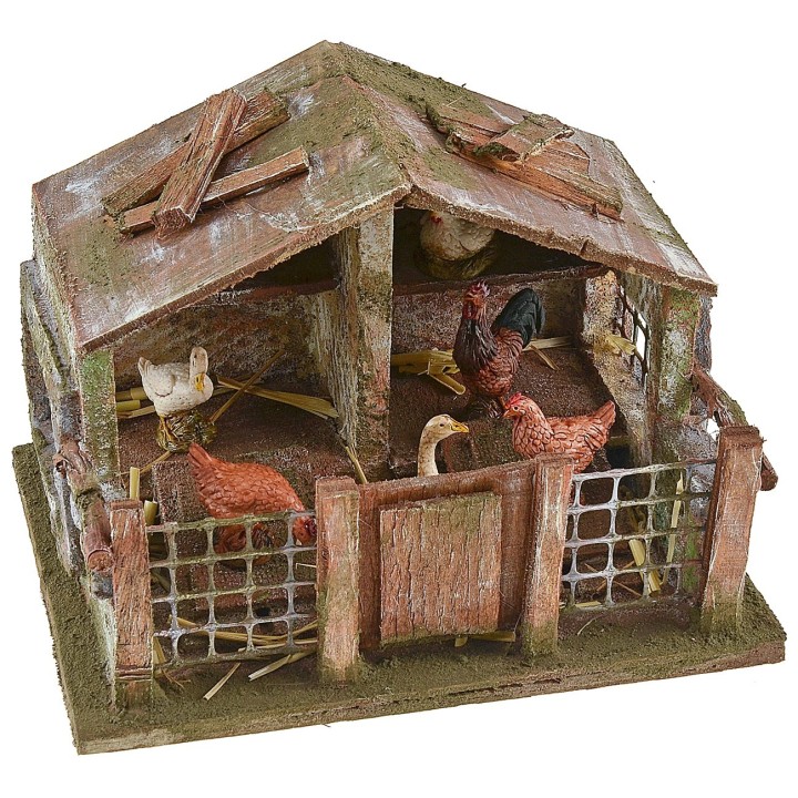 Gallinero para belén de 19x14,5x13 cm h
