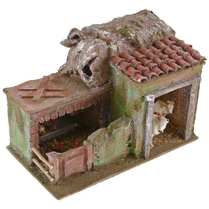 Double barn with enclosure 27x15x18 cm h