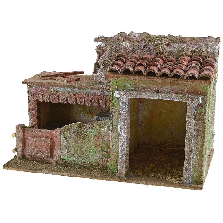 Doble establo con cercado de 27x15x18 cm h