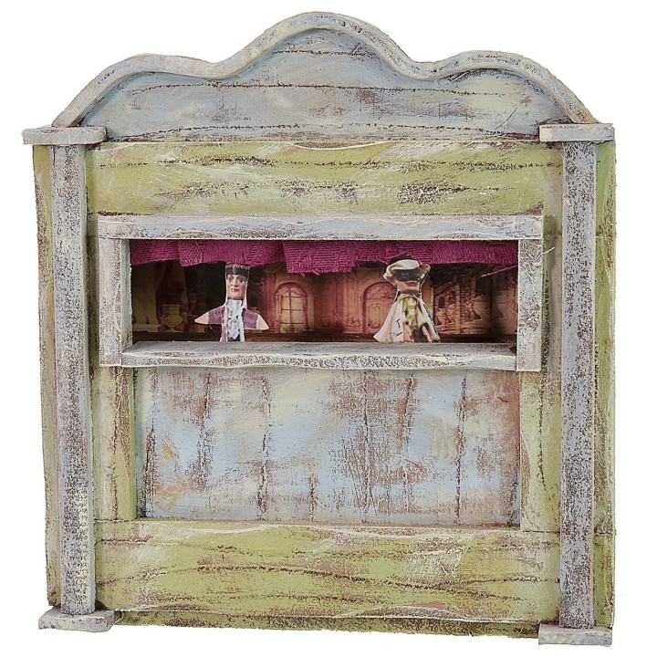 Teatrino verde con burattini cm 13,5x7x18 h per statue 8-10 cm