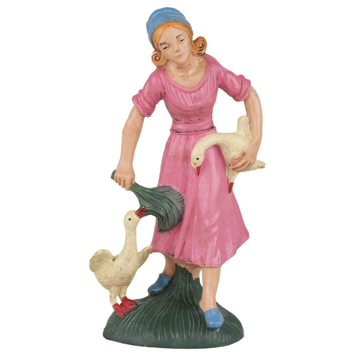 Mujer con gansos 15 cm Euromarchi