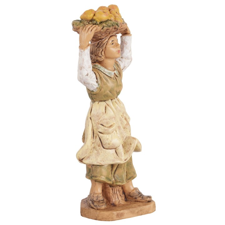 Mujer con cesta de fruta 10 cm Euromarchi lux