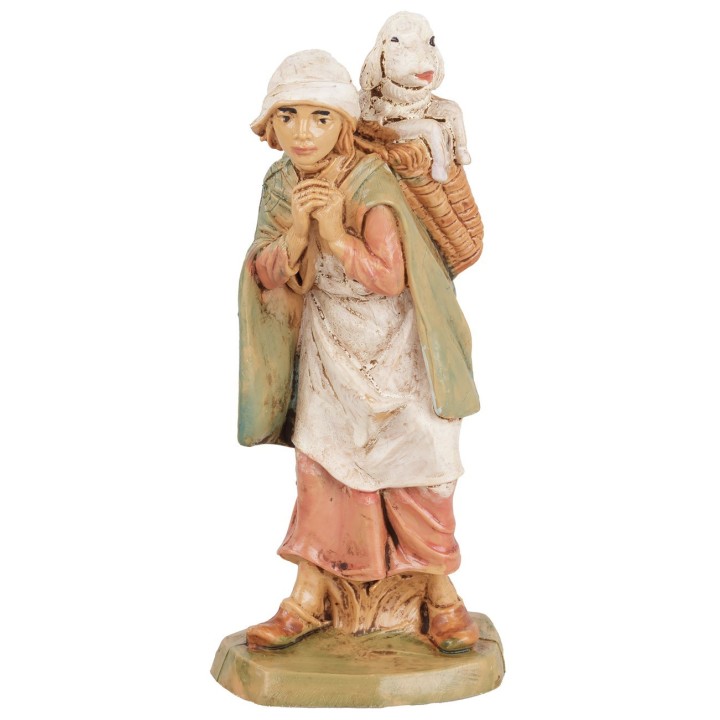 Donna con agnello sulle spalle 10 cm Euromarchi lux