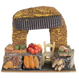 Fruit vendor's shop in resin, 15x8x12.5 cm (h)