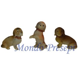Juego de 3 perros de resina de 2 cm de altura.