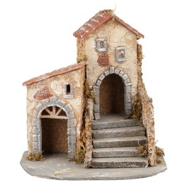 Gruppo di case con scalinata cm 23x27x24,5 h