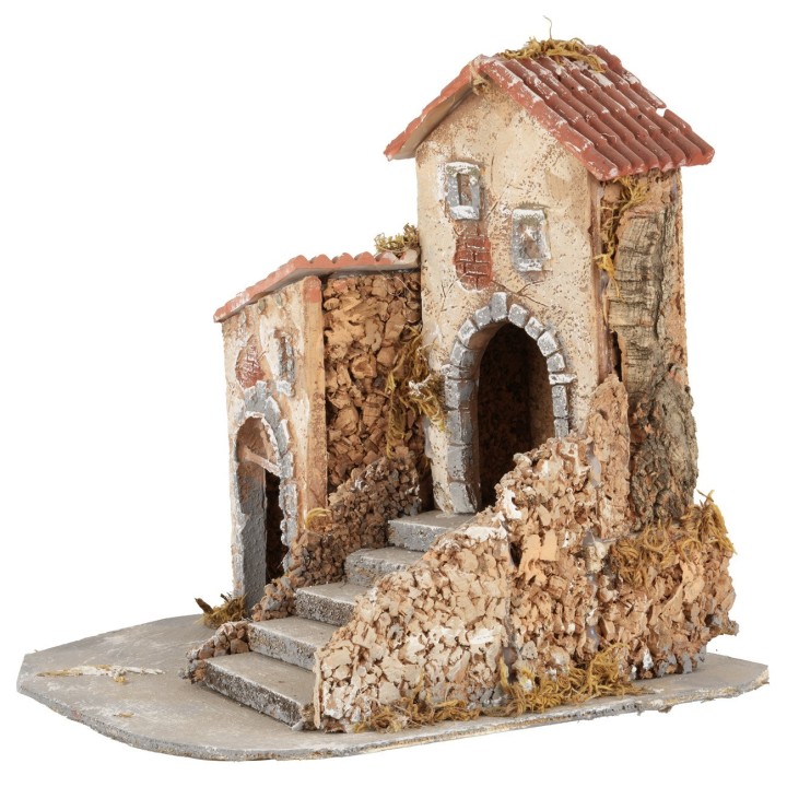 Gruppo di case con scalinata cm 23x27x24,5 h