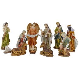 Natività in set da 11 soggetti cm 15 in resina