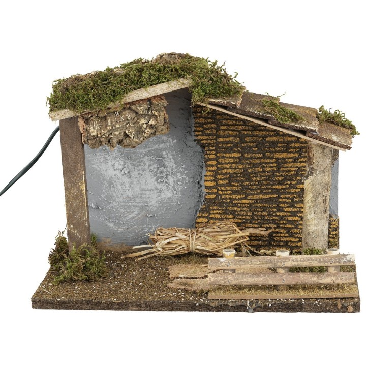 Cabaña iluminada con Natividad serie Landi Moranduzzo 10 cm