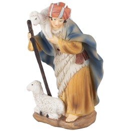Shepherd with sheep in resin 20 cm