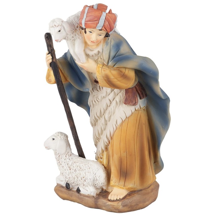 Pastorello con pecore in resina 20 cm