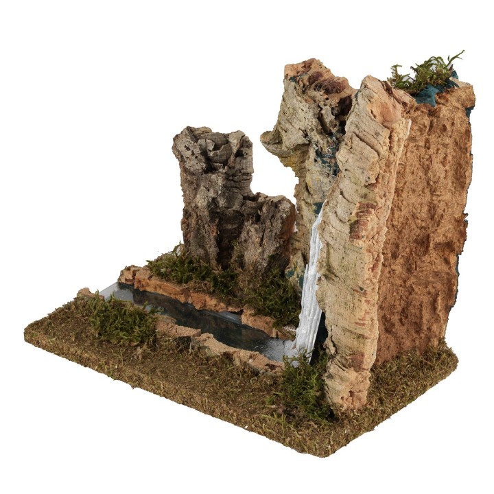 Cascata nella roccia con fiume effetto profondità cm 15x24x22 h
