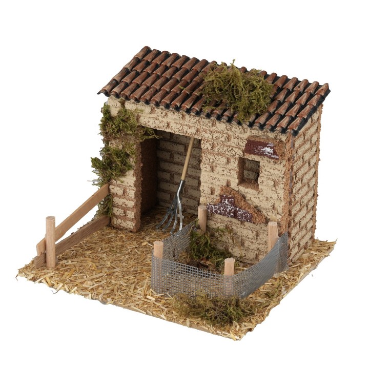 Establo con corral para animales 14x16x11,5 cm
