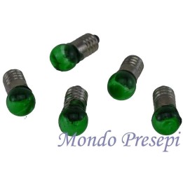 Busta 5 lampadine verdi att. E5,5 - Cod. 