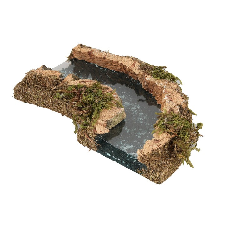 River with a left curve 14x9 cm