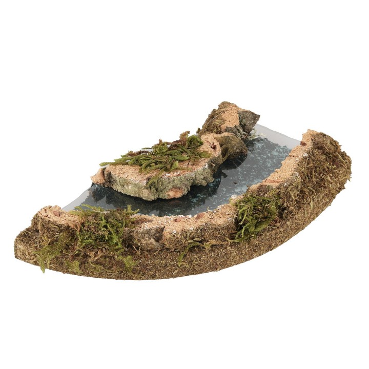 River with a left curve 14x9 cm