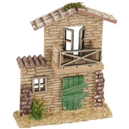 Facciata casa con balcone cm 17x6x20 h