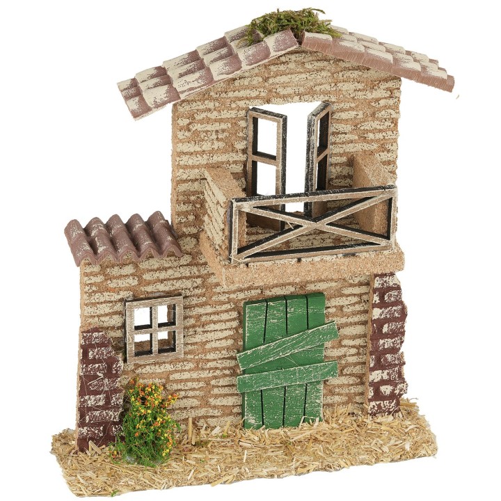 Facciata casa con balcone cm 17x6x20 h