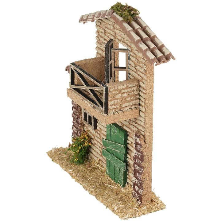 Facciata casa con balcone cm 17x6x20 h