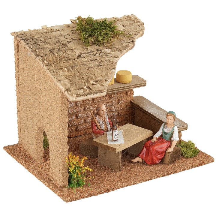 Taberna con campesinos cm 19x15x14 h