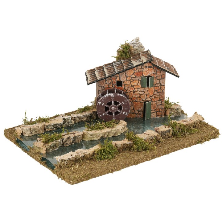 Mill with river depth effect, dimensions 25.5x18.5x12.5 cm h