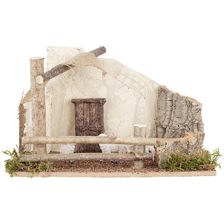 Sheep pen with sheep, dimensions 29x15.5x17.5 cm (h)