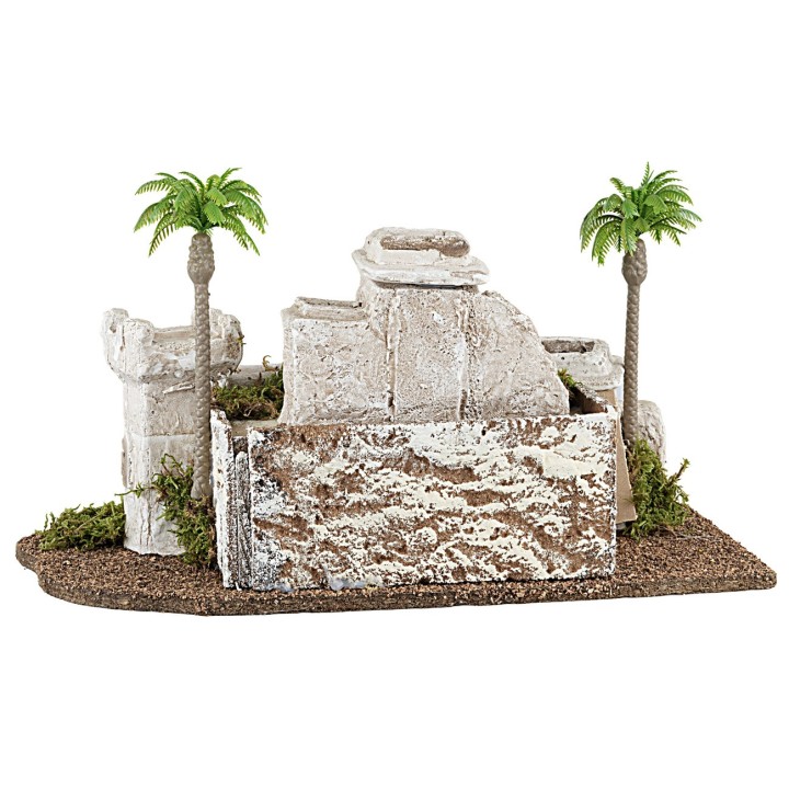 Pueblo palestino con palmeras y escalinata cm 36x26x19 h para