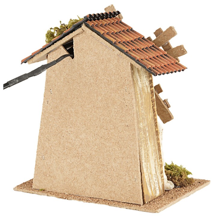 Mulino a vento con pale in legno funzionante cm 16x11,5x17 h