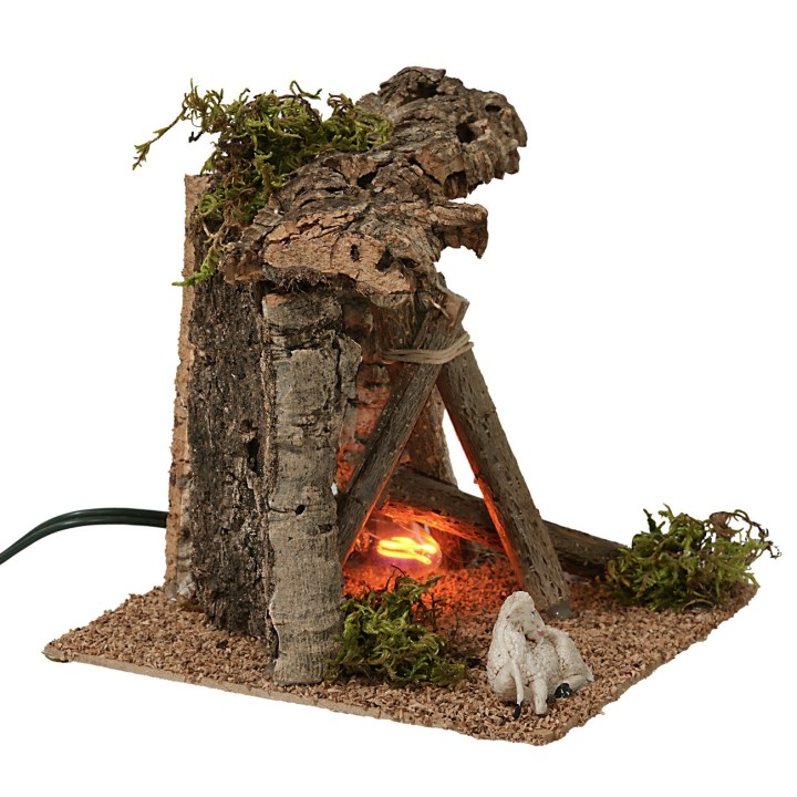 Shelter with working fire cm 15x15x14 h