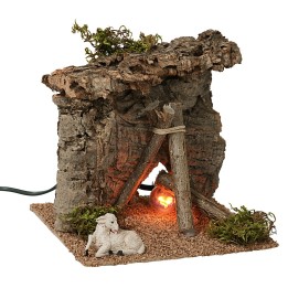 Refugio con fuego funcionando cm 15x15x14 h