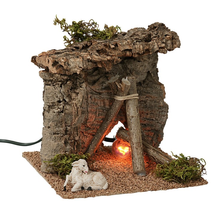 Rifugio con fuoco funzionante cm 15x15x14 h