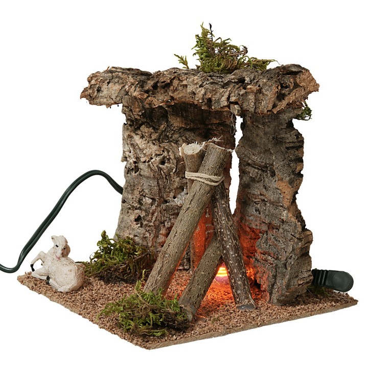 Shelter with working fire cm 15x15x14 h