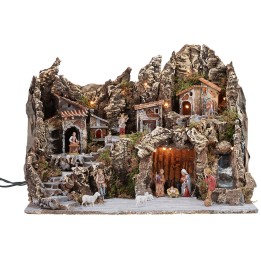Pesebre iluminado con horno y cascada funcionando completo de