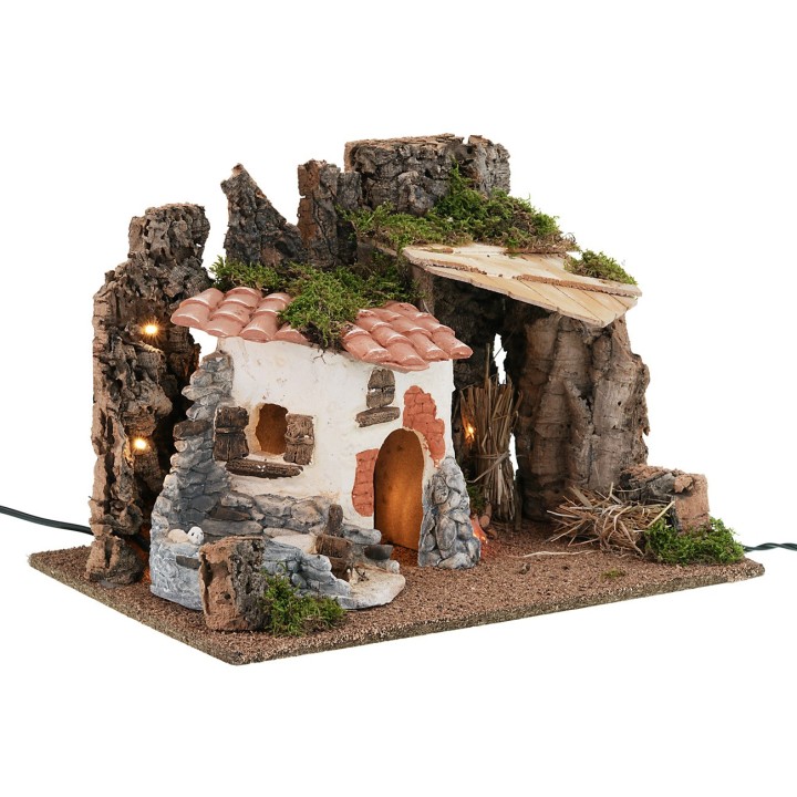 Countryside setting illuminated with fire cm 39x28x27h