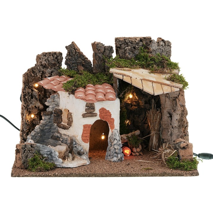 Countryside setting illuminated with fire cm 39x28x27h