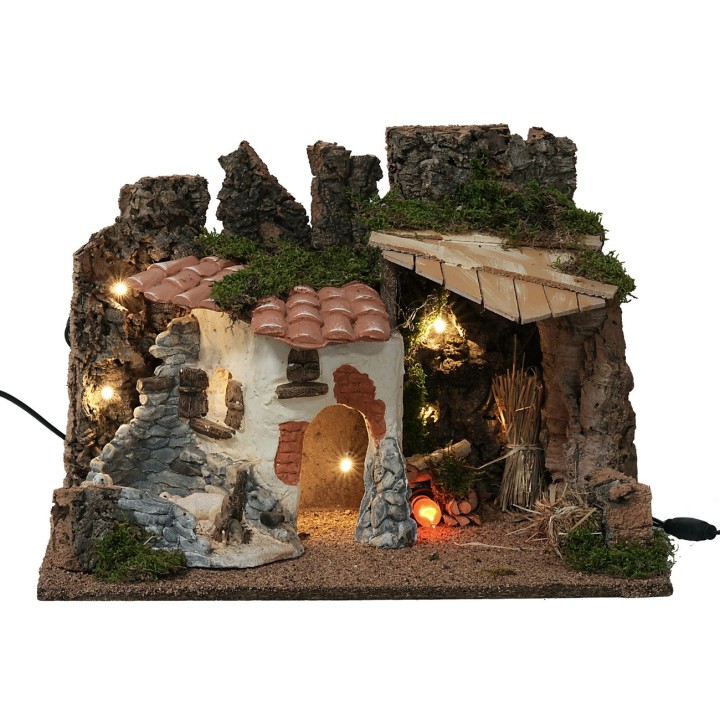 Ambientazione di campagna illuminata con fuoco cm 39x28x27h