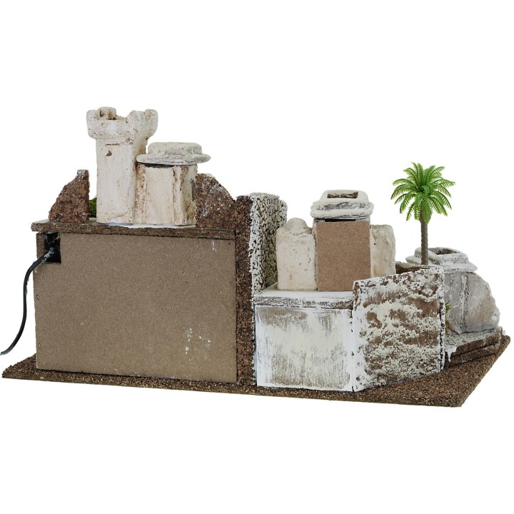 Palestinian-style illuminated nativity scene with Landi statues