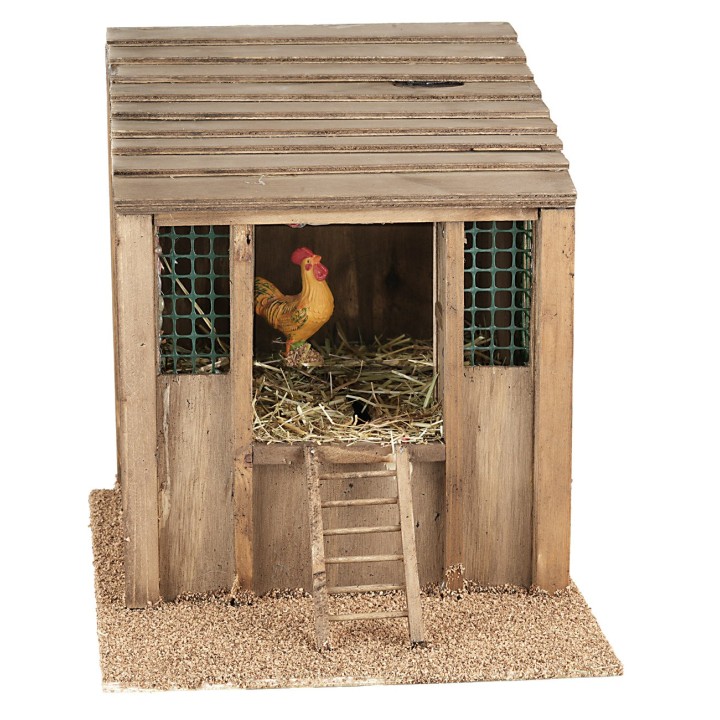 Gallinero iluminado con gallo en movimiento con sonidos cm