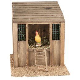 Pollaio illuminato con gallo in movimento con suoni cm 24x34x27