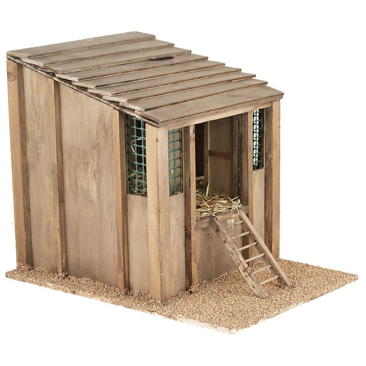 Illuminated chicken coop with moving rooster 24x34x27h cm