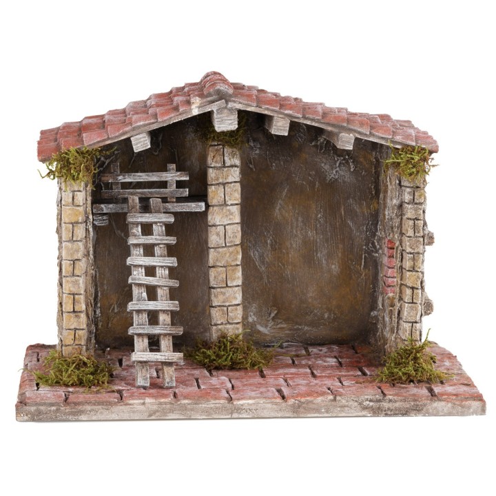Artisan high-quality hut for nativity scene cm 30x18x21h