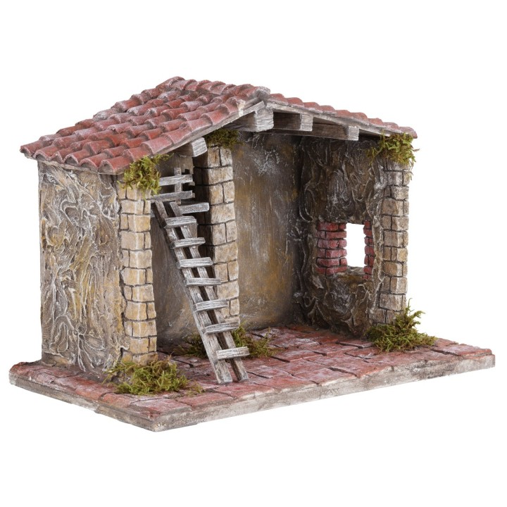 Artisan high-quality hut for nativity scene cm 30x18x21h