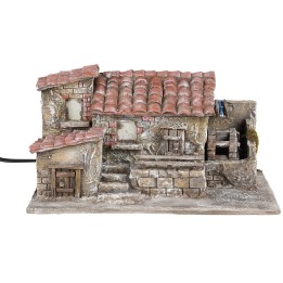 Casona con molino de agua en movimiento de 32x20x18 cm h