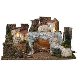 Nativity scene with stone cave cm 59x34x33 h