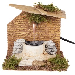 Stone fountain powered by electricity for nativity scene